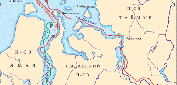 Гыданский полуостров карта