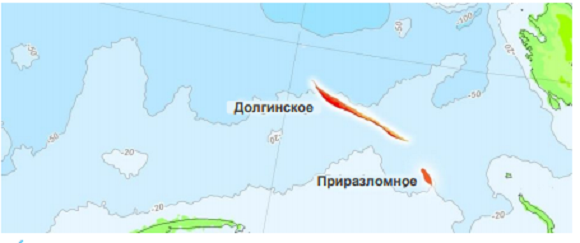 Приразломное месторождение нефти на контурной карте